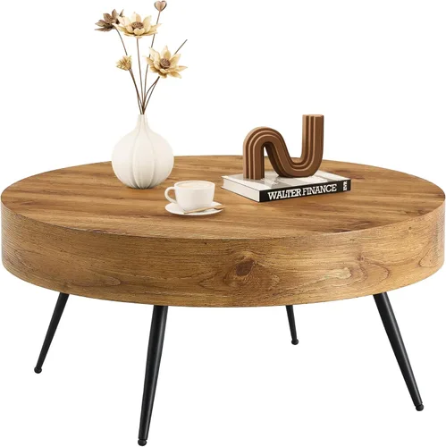 Miniatura 11 de Mesa de centro rectangular rústica de 47.24 pulgadas MDF con patas de metal para sala de estar, comedor, dormitorio, oficina A-rectángulo-marrón