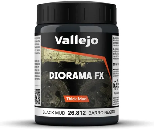 Vallejo - Diorama FX Barro Espeso | Barro Negro 200 ml (6.76 fl.oz.) | Color Acrílico Premium Para Modelistas y Entusiastas de Miniaturas