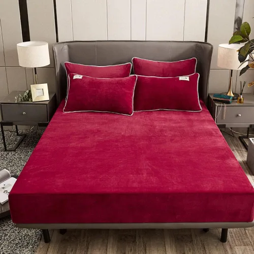 Miniatura 8 de Sábana bajera suave para invierno, cálidas, antideslizantes, de terciopelo cristalino, para dormitorio, casa de familia, color puro, para cama Azul
