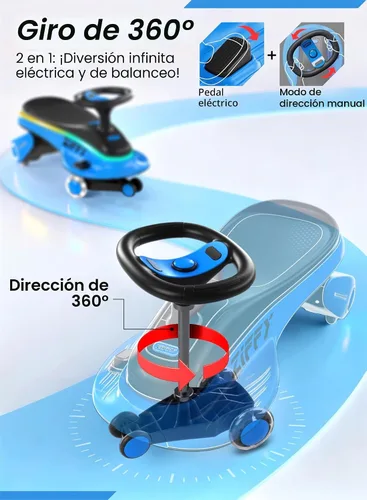Miniatura 4 de Coche eléctrico con luz JOVA ZIFFY 45W 5.5A con pedal, batería recargable, coche oscilante 2 en 1, juguete de paseo de 2 velocidades, antivuelco