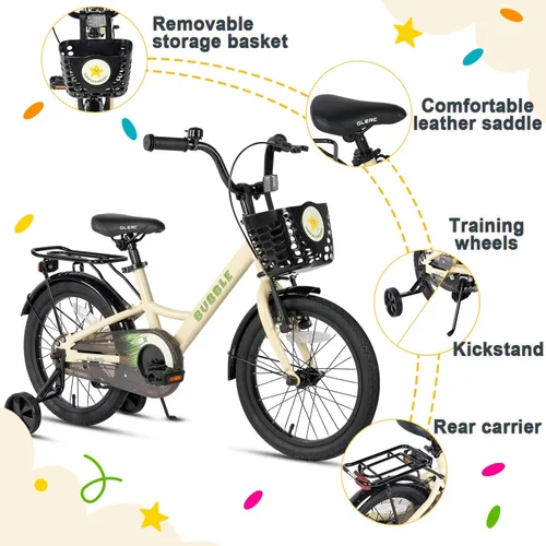 Miniatura 3 de Glerc Bicicleta de burbujas para niños, bicicleta para niños de 12 a 16 pulgadas, para niños de 2 a 8 años, bicicleta para niños con cesta y ruedas