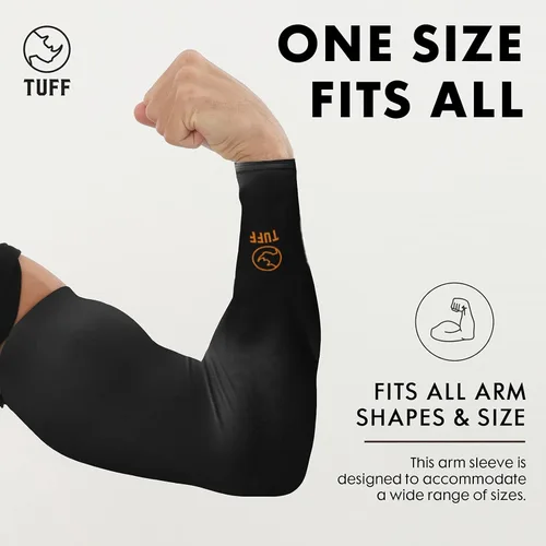 Miniatura 2 de TUFF - Mangas de compresión para brazos refrigerantes, mangas de brazo UPF 50 para hombres y mujeres.. Negro + gris + azul marino + blanco + naranja