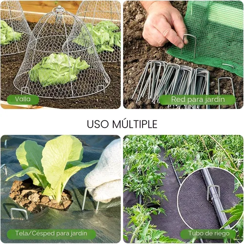 Miniatura 7 de Estacas galvanizadas de 12 pulgadas para paisaje, 25, 50, 100 unidades, resistentes al óxido, estacas de tierra en forma de U para tela de césped