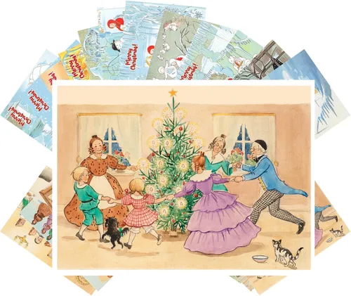 Miniatura 6 de PIXILUV Postales vintage (24 piezas 4"x6" cada una) Personas esquiando en montañas nevadas en Navidad Postales vintage de Navidad Tarjeta