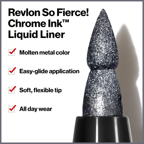 Miniatura 2 de Revlon So Fierce! Delineador de ojos líquido de tinta cromada, delineador metálico duradero con tapa de tinta de inmersión para Pearl, Shimmer 901