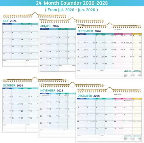 Miniatura 5 de Calendario de pared 2026-2028 – julio 2026 – junio 2028, calendario de 2 años 2026-2028, 11 x 8.5 pulgadas, calendario 2026 de 24 meses, calendario