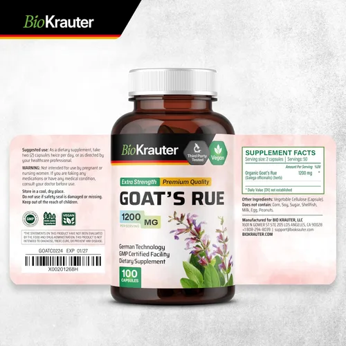 Miniatura 9 de BIO KRAUTER® Goats Rue for Breastfeeding - Suplemento de lactancia vegano puro - Goat's Rue 100 cápsulas 1200 mg por porción - Suplementos naturales