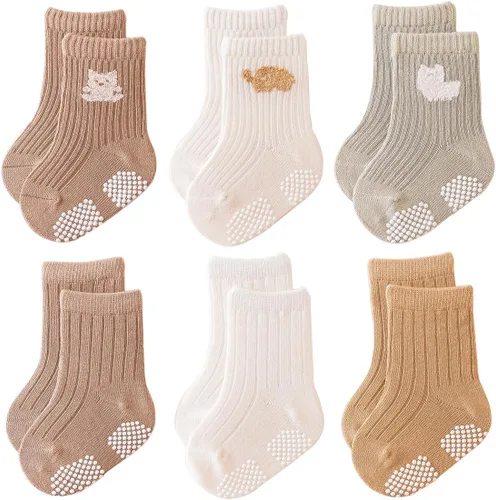 Miniatura 10 de Calcetines antideslizantes para bebés, calcetines antideslizantes para niñas y niños recién nacidos, calcetines antideslizantes casuales