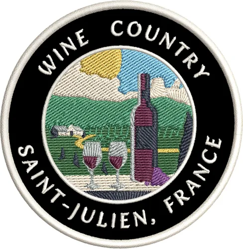 Vinyard - País del vino - Saint-Julien, Francia, 3.5 pulgadas, bordado de bricolaje para planchar o coser, parches decorativos para vacaciones con