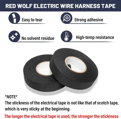 Miniatura 3 de RED WOLF Cinta para Arnés de Cableado de Alta Temperatura Cable de Alambre Cinta de Tela Autoadhesiva para Protección de Envoltura de Arnés