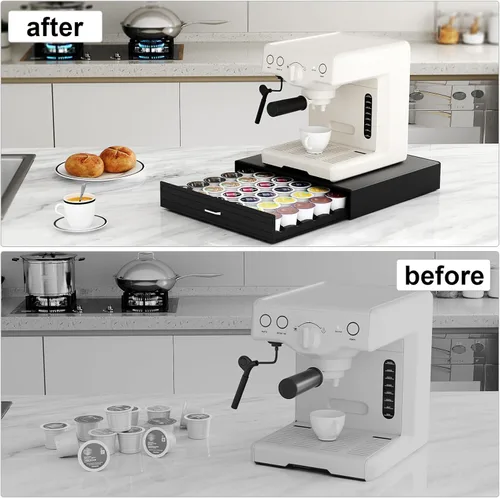 Miniatura 7 de SZQINJI - Cajon Organizador para Tazas K con Capacidad para 30 Cápsulas, Organizador de Tazas de Café Compatible con Cápsulas Keurig K