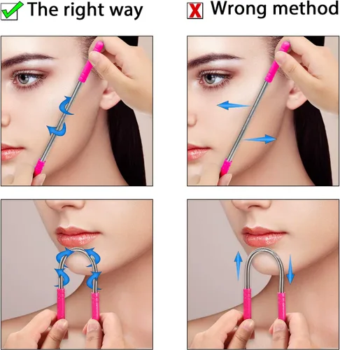 Miniatura 5 de Mudder Juego de 12 piezas de depilación facial para mujeres, cejas, cara, depiladora, bobina portátil, herramienta de roscado de resorte, Rojo rosa