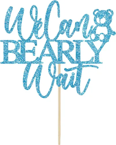 Miniatura 6 de We Can Bearly Wait - Decoración para pasteles, oso de peluche, decoración de baby shower para niños, tema de oso de bebé, baby shower, revelación