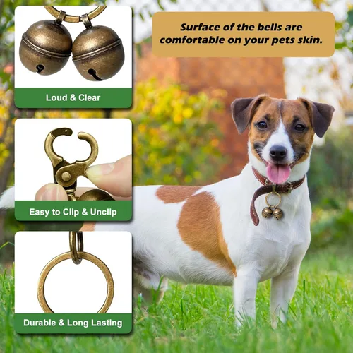 Miniatura 3 de Campanas para collares de perro, campanas de gato extra ruidosas y campanas de perro para rastreo de mascotas y halconería, dijes de collar de latón