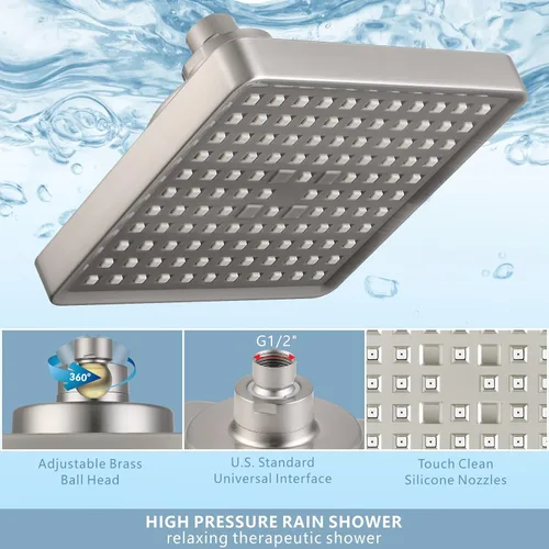Miniatura 5 de Cabezal de ducha de lluvia de alta presión con filtro – Filtro cuadrado de 6 pulgadas para eliminar el cloro y sustancias nocivas, mejorar