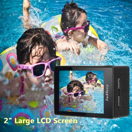 Miniatura 5 de Cámara de acción FHD 1080P 12MP, 98FT/30M Cámara impermeable subacuática con 2 baterías, cámara deportiva gran angular con kit de accesorios