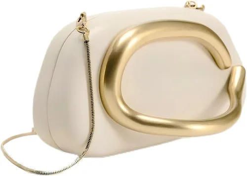 Miniatura 3 de Bolsos de mano de acrílico de noche para mujer, bolsos de noche, bolso cruzado de piel sintética con acento ovalado dorado