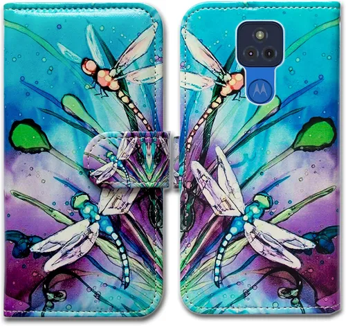 Miniatura 10 de Bcov Funda para Moto G Play 2021 [no compatible con G Play 2020], funda de piel con tapa para teléfono con diseño de flor de ciruelo con ranura