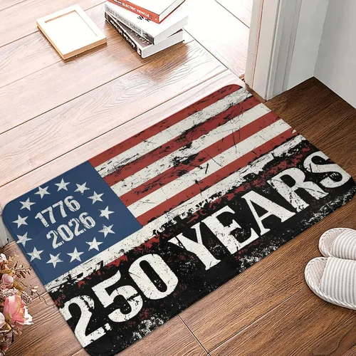 Tapete de bienvenida con bandera americana, tapete suave para cocina, para exteriores, 4 de julio, lavable, decoración del hogar, 23.6 x 15.7