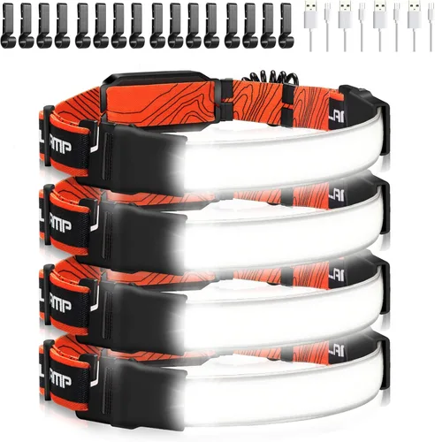 Miniatura 9 de Hopedone 2 paquetes de faros recargables, 230° gran angular 1000 lúmenes linterna con luz trasera roja, 3 modos de luz, luz LED ligera, ajustable e