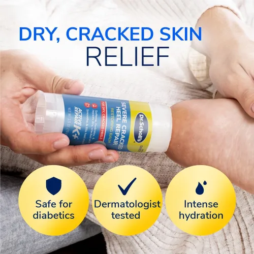 Miniatura 4 de Dr. Scholl's Bálsamo Restaurador para Reparación de Talones Severamente Agrietados 2.5oz, con 25% de urea para pies secos y agrietados, cura e