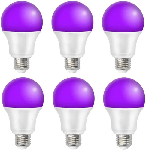 Bombillas LED negras UV, bombilla LED negra E26 de 9 W, luces negras para fiesta brillante, dormitorio, póster fluorescente de luz negra, pintura