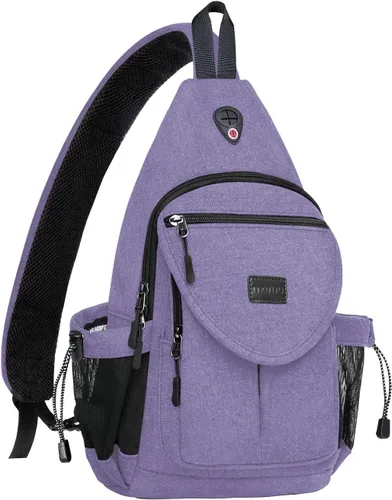 Miniatura 17 de MOSISO - Mochila bandolera/cruzada de lona para senderismo con bolsillo antirrobo Blanco perla