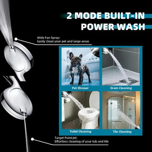 Miniatura 5 de Cabezal de ducha filtrado con mano, cabezal de ducha de alta presión con 10 modos de pulverización para agua dura con manguera de acero inoxidable