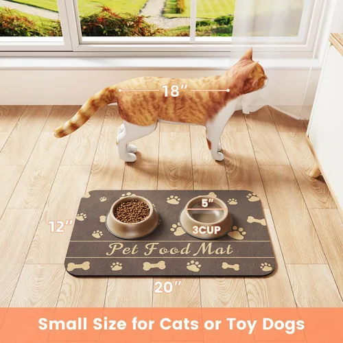 Miniatura 7 de Tapete de Alimentación para Mascotas - Mantel Individual Absorbente para Tazón de Comida y Agua, con Respaldo de Goma Impermeable, Tapete Marrón