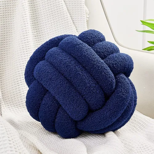 Uvvyui Bola de almohada de nudo, almohadas decorativas suaves para el hogar, almohada redonda, almohada de felpa anudada hecha a mano, cojín redondo