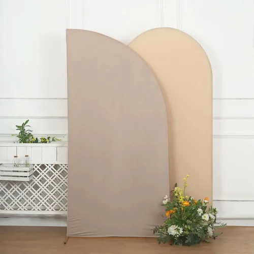 Miniatura 119 de Efavormart - Juego de 4 fundas de elastano beige para arco de media luna, fundas de telón de fondo Chiara de 2.5 pies a 7 pies para escenarios