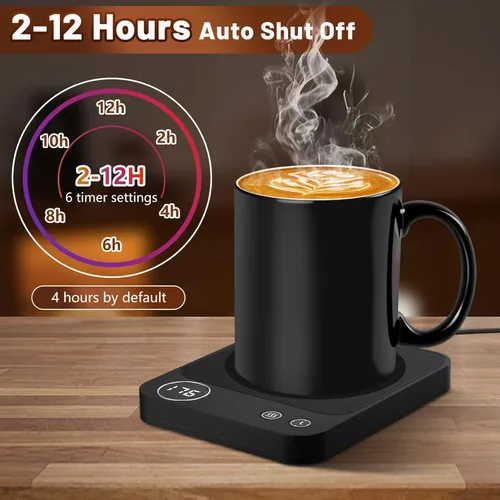 Miniatura 3 de Calentador de taza, calentador de café eléctrico con 3 ajustes de temperatura, calentador de taza de café de apagado automático de 2 a 12 horas