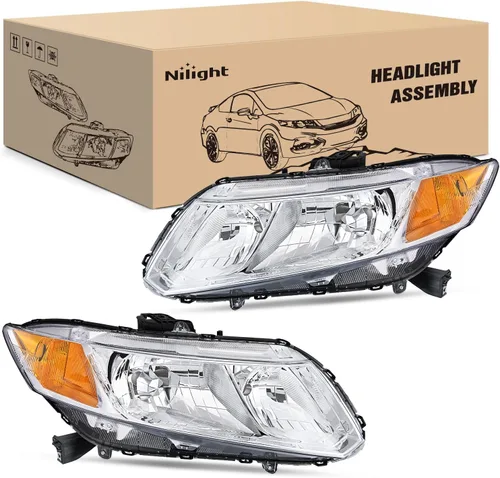 Miniatura 8 de Nilight Conjunto de faros para Honda Civic Sedán 4 puertas 2012 2013 2014 2015 y Coupe 2 puertas 12 13, Carcasa negra Carcasa negra + reflector ámbar
