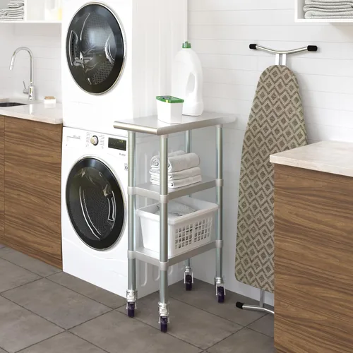Miniatura 5 de AmGood Stainless Steel Work Table with 2 Shelves and Casters Metal Utility Table On Wheels