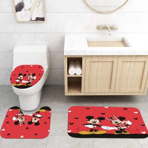 Miniatura 3 de Juego de cortinas de ducha antideslizantes con 4 piezas: incluye cortina de ducha, alfombras, tapa de inodoro y tapete de baño. Cortina de baño