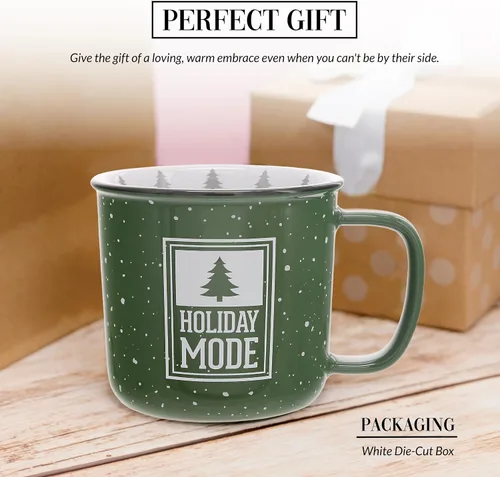 Miniatura 3 de Pavilion Gift Company - Modo festivo: taza de cerámica de 18 onzas, verde con acabado moteado, taza de café duradera de pared gruesa