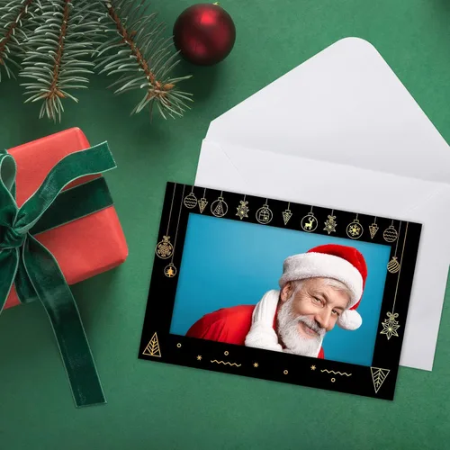 Miniatura 7 de ceiba tree Tarjetas de Marco de Fotos Navideñas Paquete de 40 Lámina Dorada Tarjetas de Felicitación Navideñas con Sobres