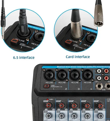 Miniatura 9 de Mezclador de audio, consola de mezcla de sonido, mezclador profesional, mezcla de potencia, USB para grabación/DJ/karaoke/escenario y estudio