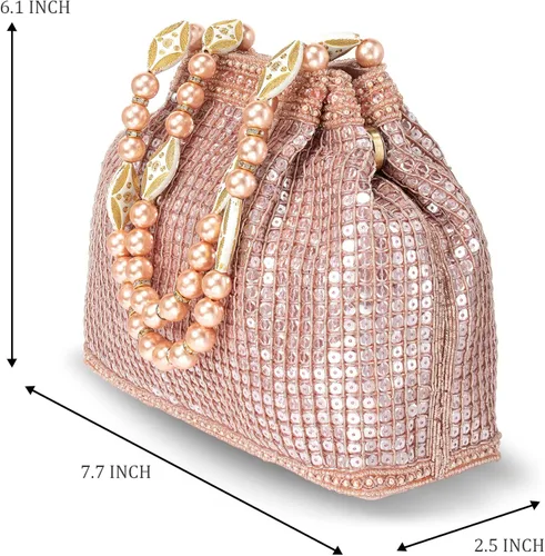 Miniatura 4 de Aheli Bolsos indios Potli para mujer bolso de noche embrague étnico novia monedero con cordón