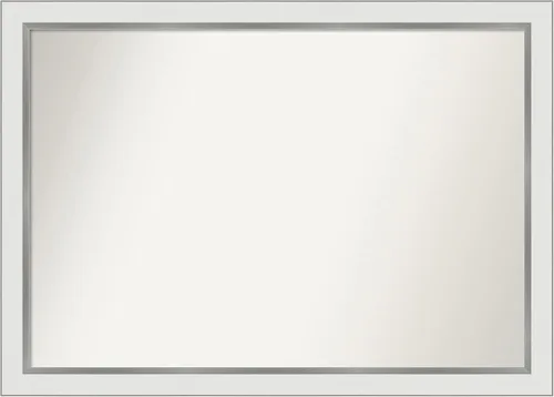 Miniatura 258 de Amanti Art Espejo de baño blanco para sobre el fregadero, 30 x 35 pulgadas, espejo de tocador rectangular estrecho de Eva de oro blanco, marco