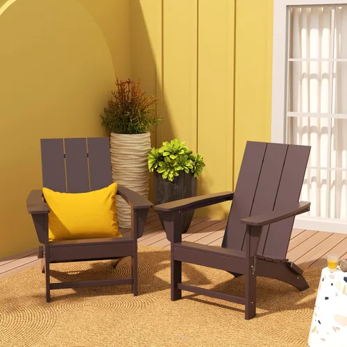 Miniatura 3 de WestinTrends Ashore - Silla plegable Adirondack moderna para exteriores (juego de 2), color marrón oscuro