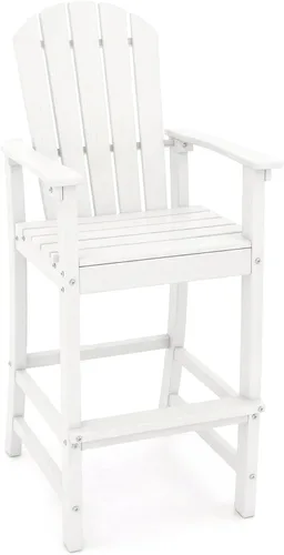 Miniatura 12 de Giantex Taburete de bar HDPE para exteriores, silla Adirondack alta con reposabrazos y reposapiés, taburete de bar de 30 pulgadas de altura de Gris