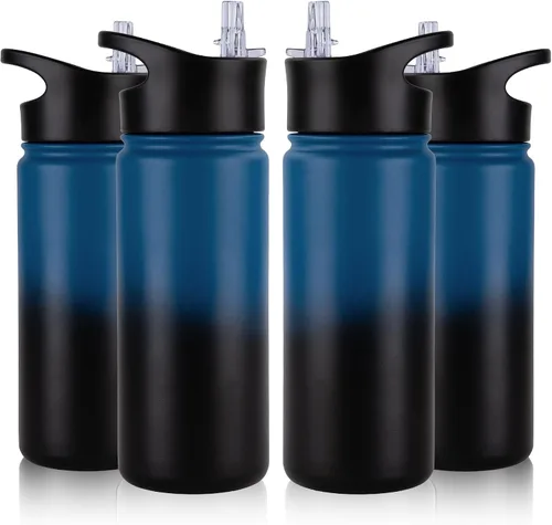 Miniatura 70 de Botella de agua aislada de 64 onzas con tapas de pajita y boquilla, jarra de agua de acero inoxidable de medio galón con mango de paracord, vacío