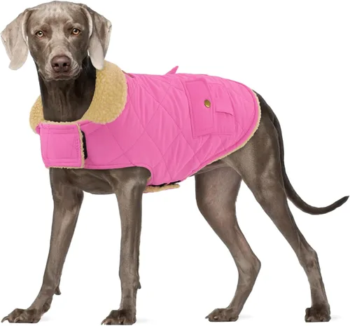 Miniatura 8 de Abrigo de invierno para perros pequeños y medianos, chaqueta a cuadros para cachorros, abrigo de algodón para clima frío, prendas cálidas y Rojo
