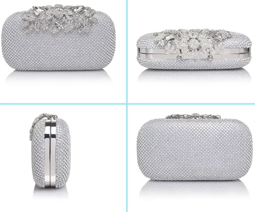 Miniatura 6 de Bolsa de noche de cristal con diamantes de imitación para novia y dama de honor, boda, graduación, fiesta, bolso de mano formal para mujer