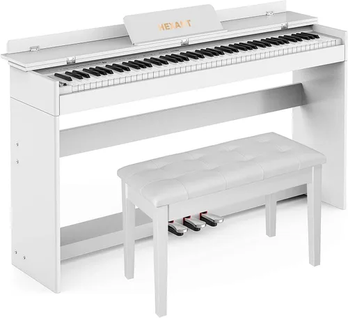 Miniatura 7 de HEXANT Piano digital ponderado de 88 teclas, teclado eléctrico de tamaño completo semi-ponderado vertical con 3 pedales y teclado multifuncional