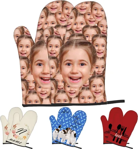 Miniatura 26 de Manoplas de horno personalizadas con soportes para ollas con nombre y foto personalizados, manoplas de horno resistentes al calor y al deslizamiento