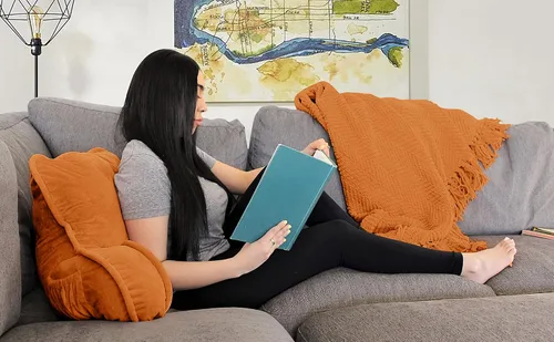 Miniatura 3 de Almohada aterciopelada súper suave para respaldo de lectura, brazos y bolsillos, de 18 pulgadas de alto para sentarse en la cama, sofá, cojín
