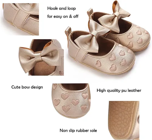 Miniatura 5 de BEBARFER Zapatos Mary Jane para bebés y niñas, planos con nudo de lazo, suela antideslizante para niños pequeños
