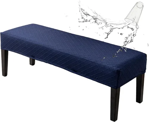 Miniatura 16 de Genina Fundas impermeables para banco de comedor, protector de asiento de banco de jacquard elástico, funda de banco rectangular para dormitorios